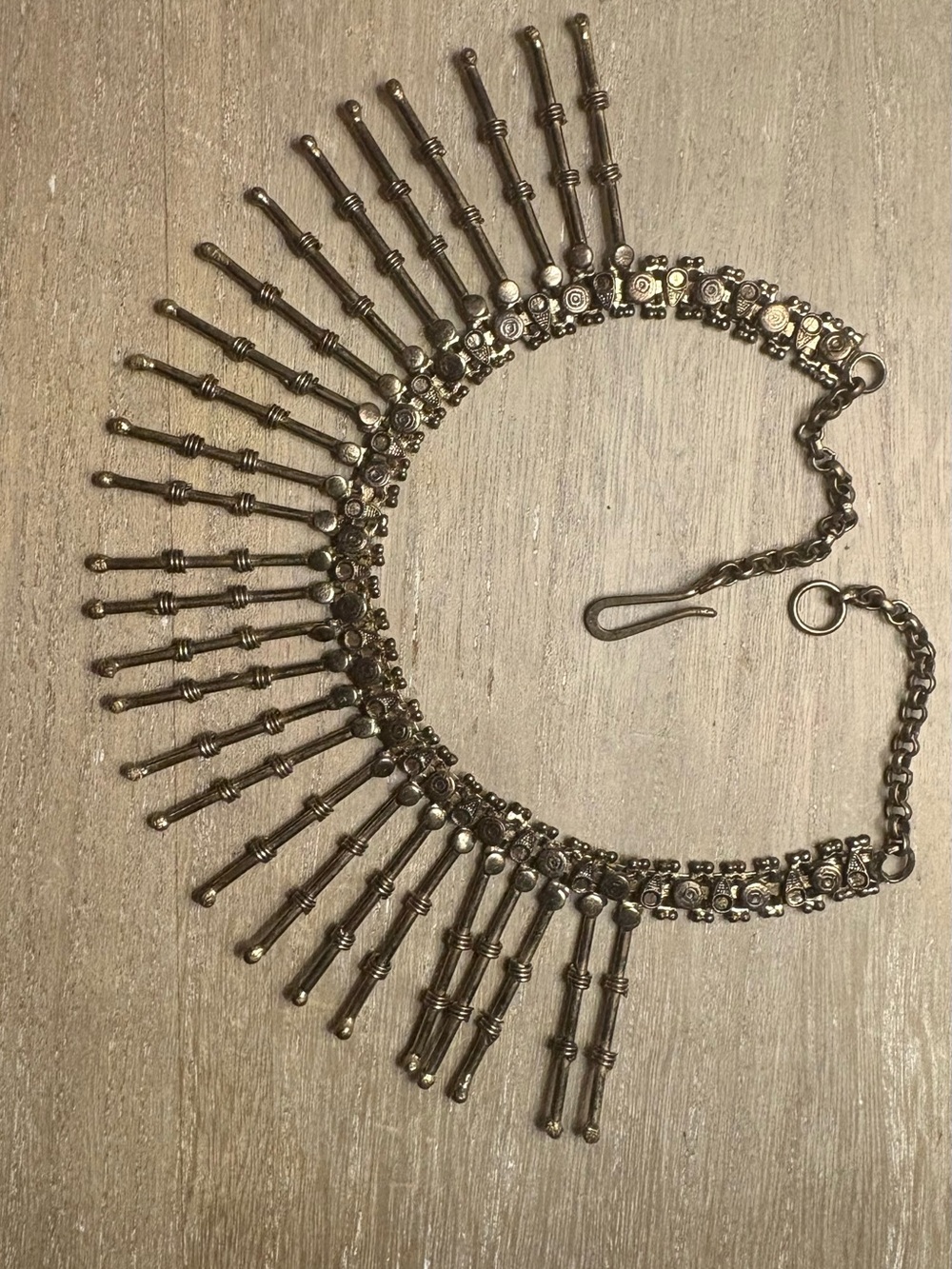 Statement Collar Necklace in Antiqued Silver Tone